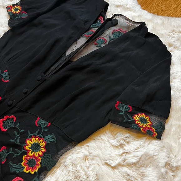 For Love And Lemons Dresses & Skirts - FOR LOVE & LEMONS🌹Boho Romper w/ Mesh Panels & Floral Embroidery ~ NWOT